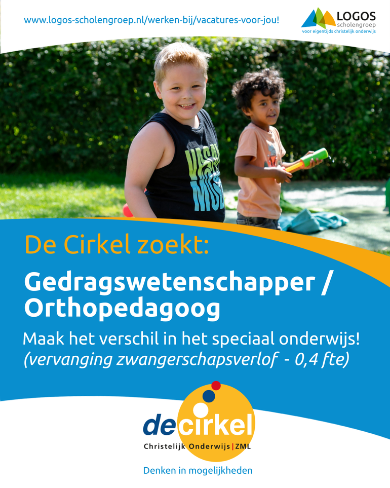Vacature zwangerschapsverlof gedragswetenschapper-orthopedagoog 0,4 fte